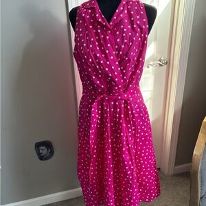 Jones Studio Fuchsia Polka Dot Midi Dress
